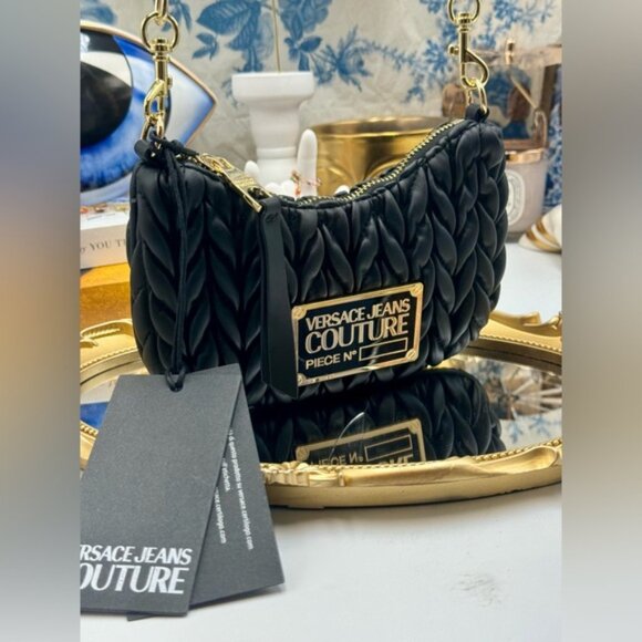 🆕 VERSACE JEANS COUTURE 🧿 NWT Black Mini Crunchy Bag - Picture 3 of 16